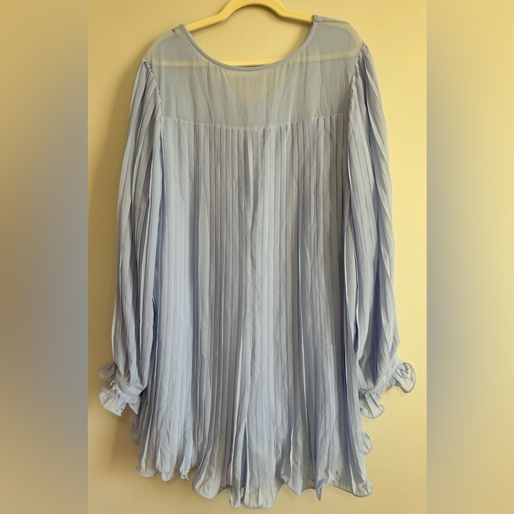 Women’s Sky Blue Pleated Ruffled V-Neck Long Sleeve Romper Size XL - Picture 11 of 15